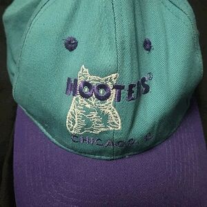 Vintage Hooters Chicago Embroidered Two-Tone Cap - Teal & Purple